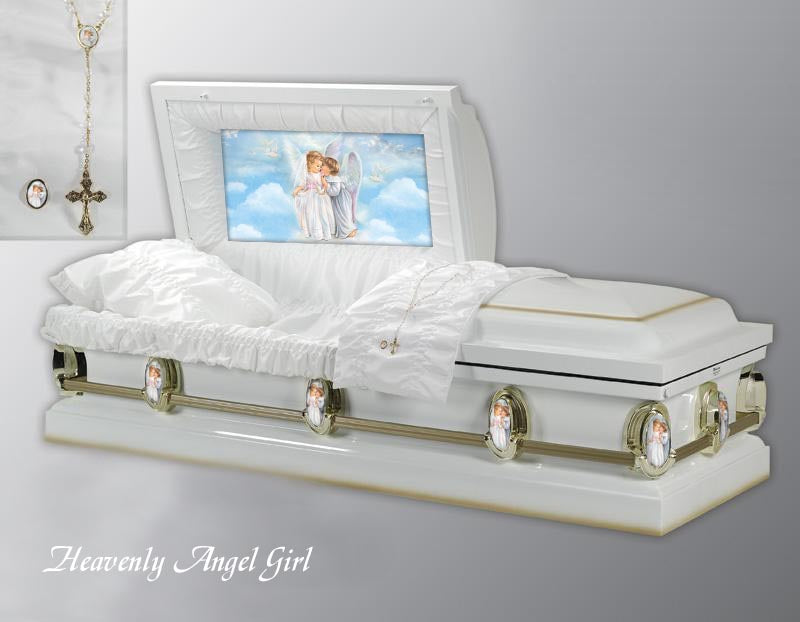 HEAVENLY ANGEL GIRL CASKET  CASKET 20 GAUGE